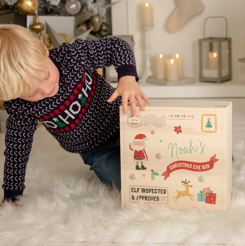 Personalised Children's Santa Christmas Eve Wooden Box