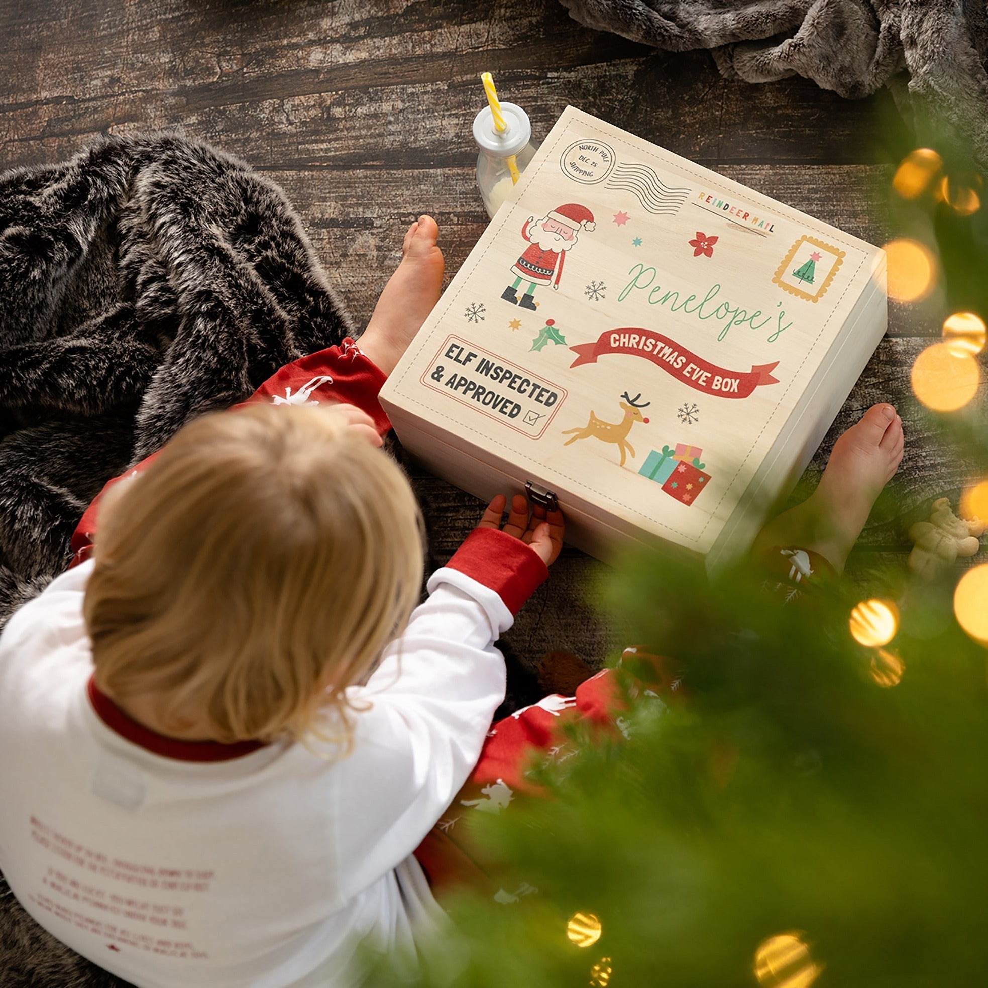 Personalised Children's Santa Christmas Eve Wooden Box