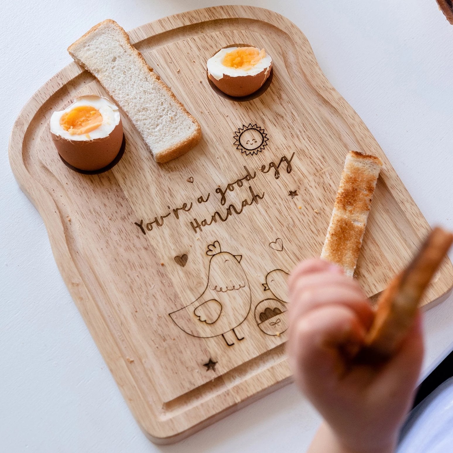 Personalised Chick Egg And Toast Chopping Board - Funky Laser