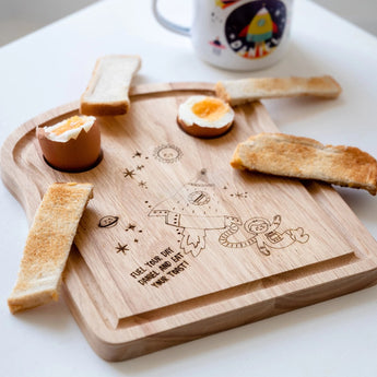 Personalised Space Themed Wooden Toast Chopping Board - Funky Laser