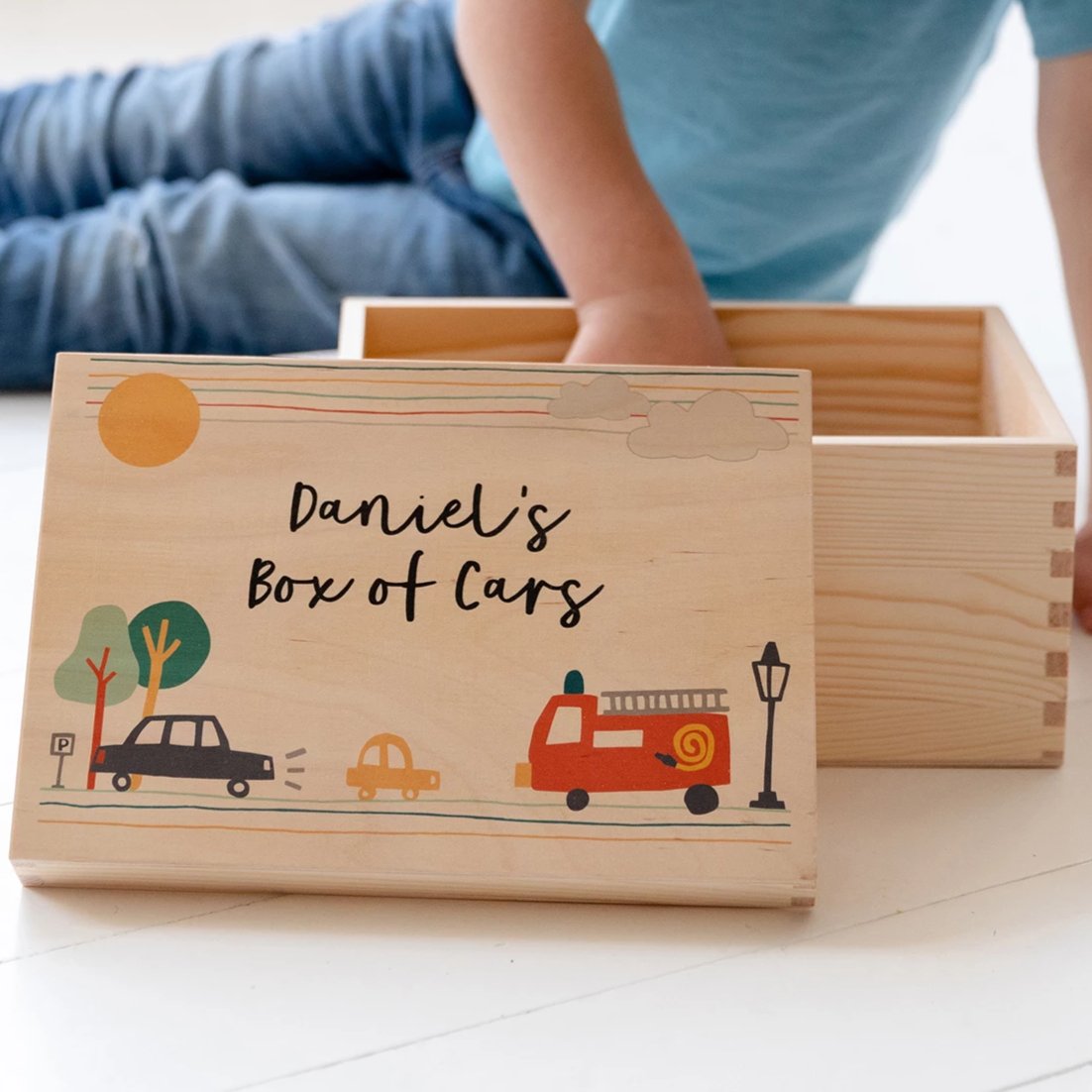 Personalised Child's Toy Box With Lift Off Lid - Funky Laser