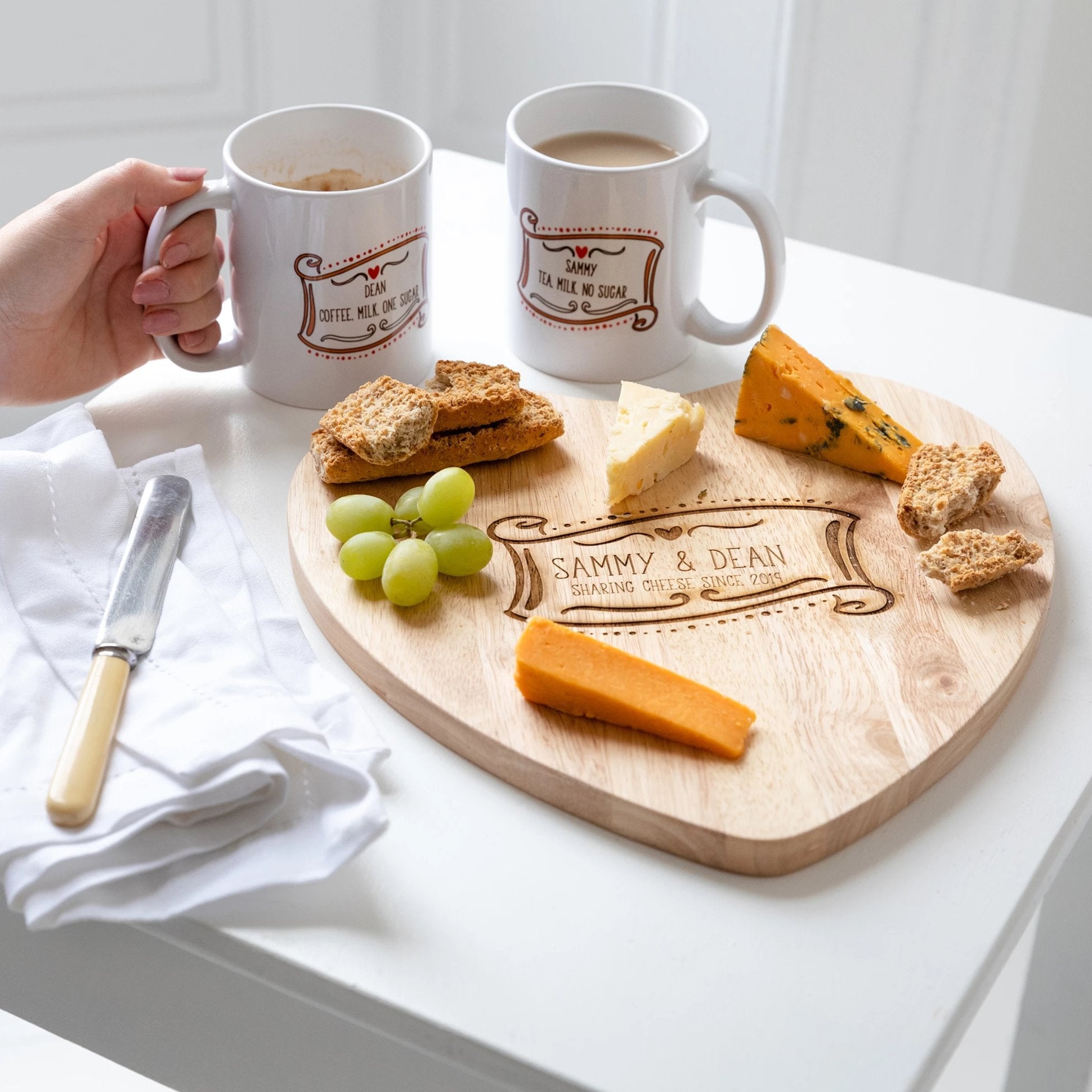 Personalised Chopping/Cheese Board And Mug Gift Set - Funky Laser