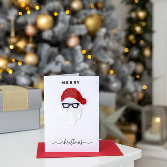 Merry Christmas Santa Hat And Beard Novelty 3D Card