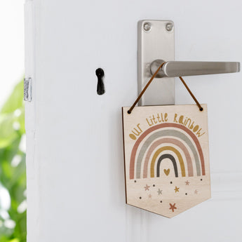 Our Little Rainbow Mini Wooden Flag Wall Hanging - Funky Laser