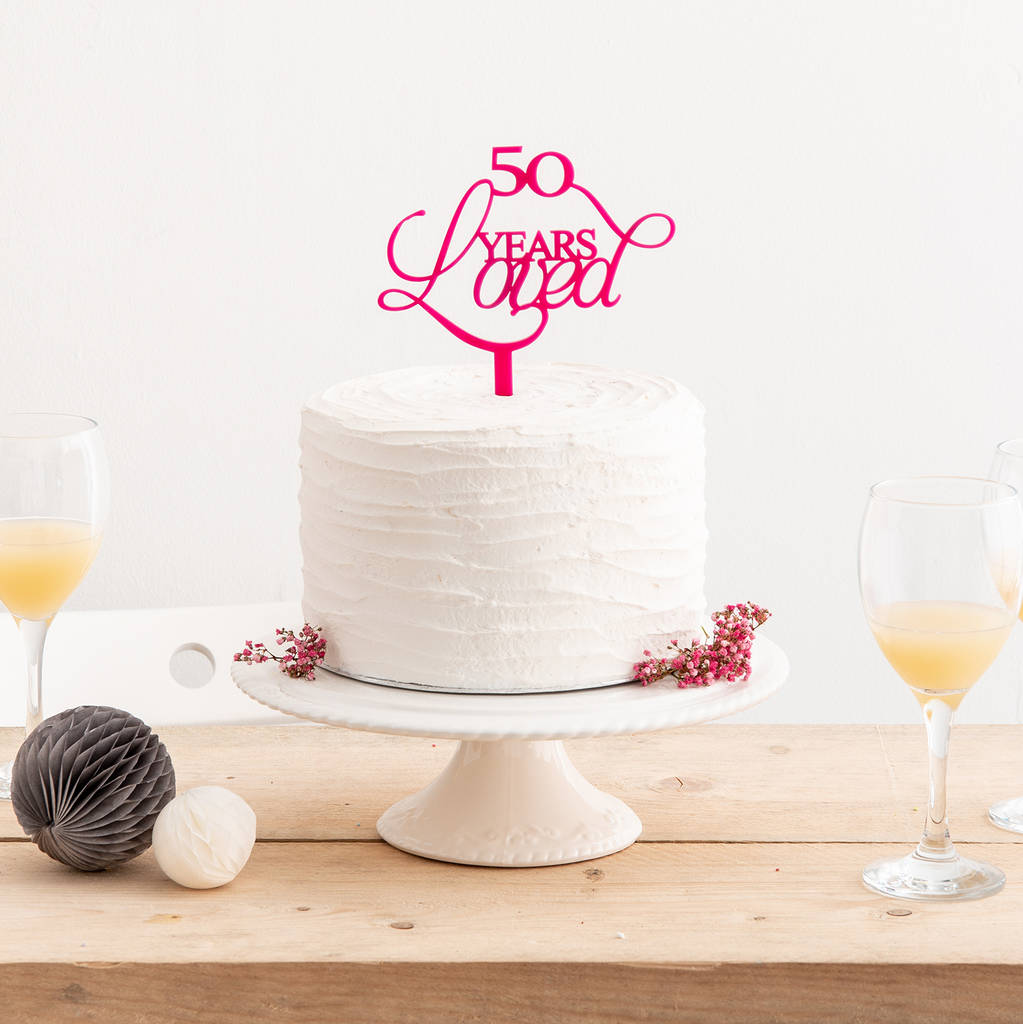 50 Years Loved Acrylic Party Cake Topper