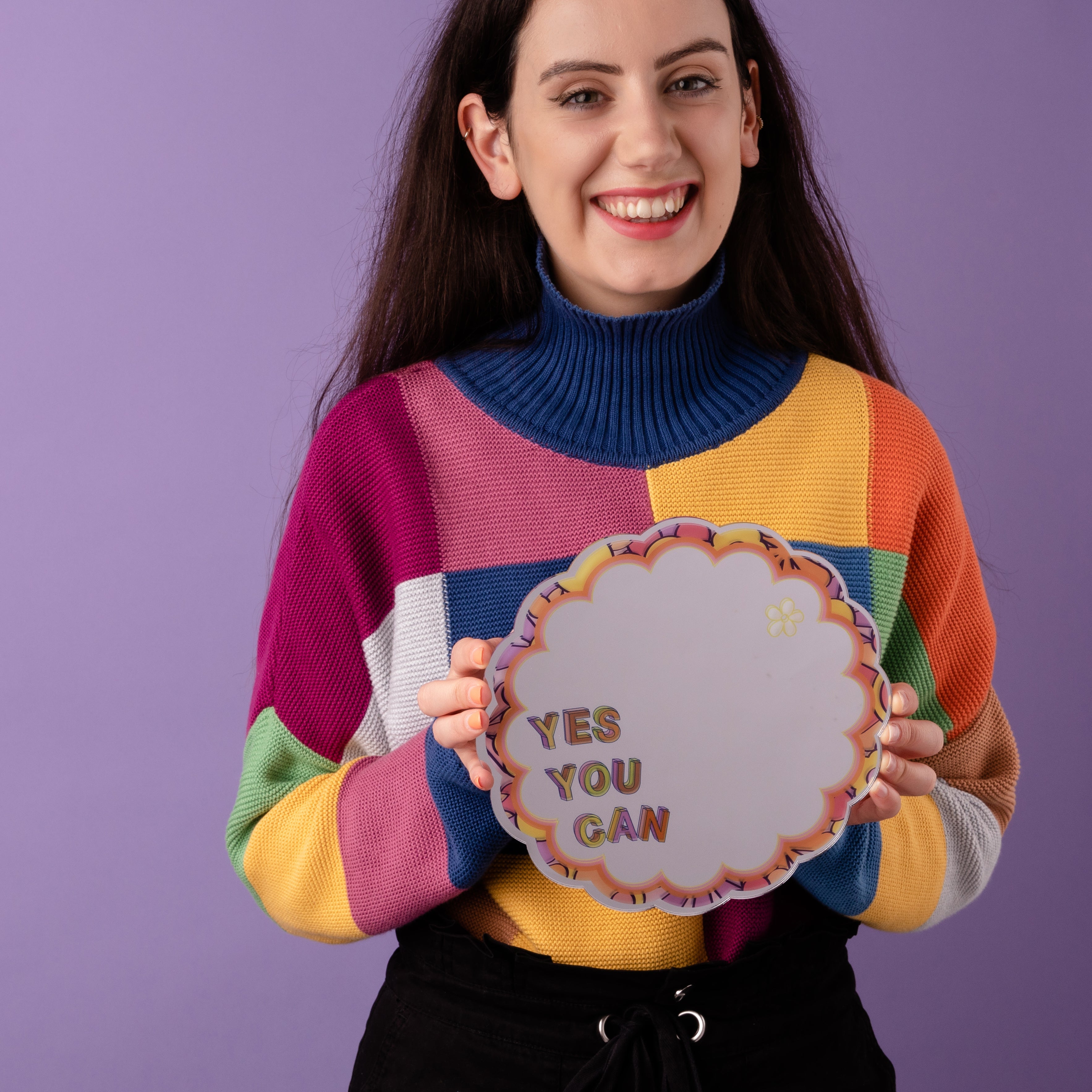 'Yes You Can' Floral Affirmation Mirrored Print