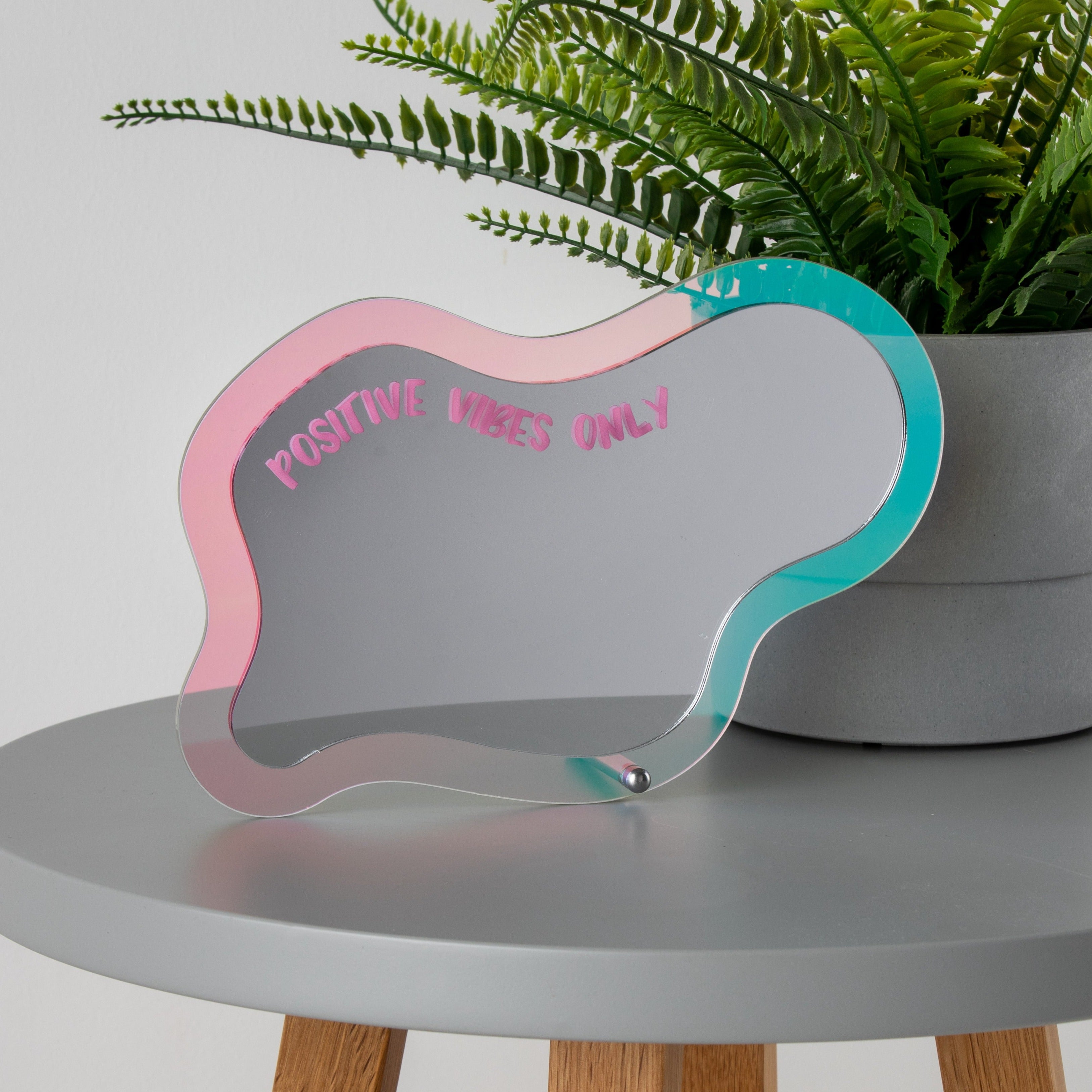 Personalised Positive Vibes Cloud Shaped Bedside Mirror
