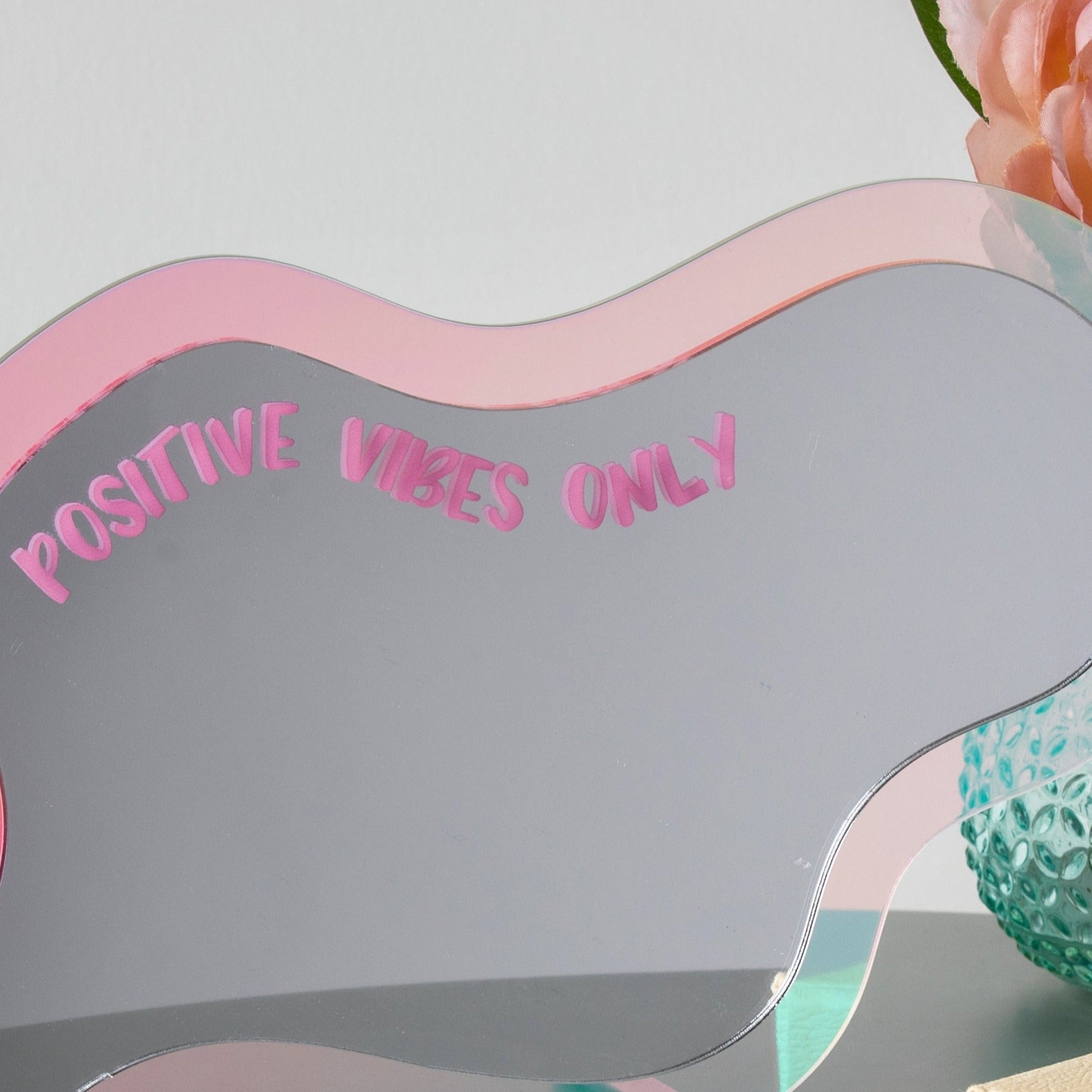 Personalised Positive Vibes Cloud Shaped Bedside Mirror