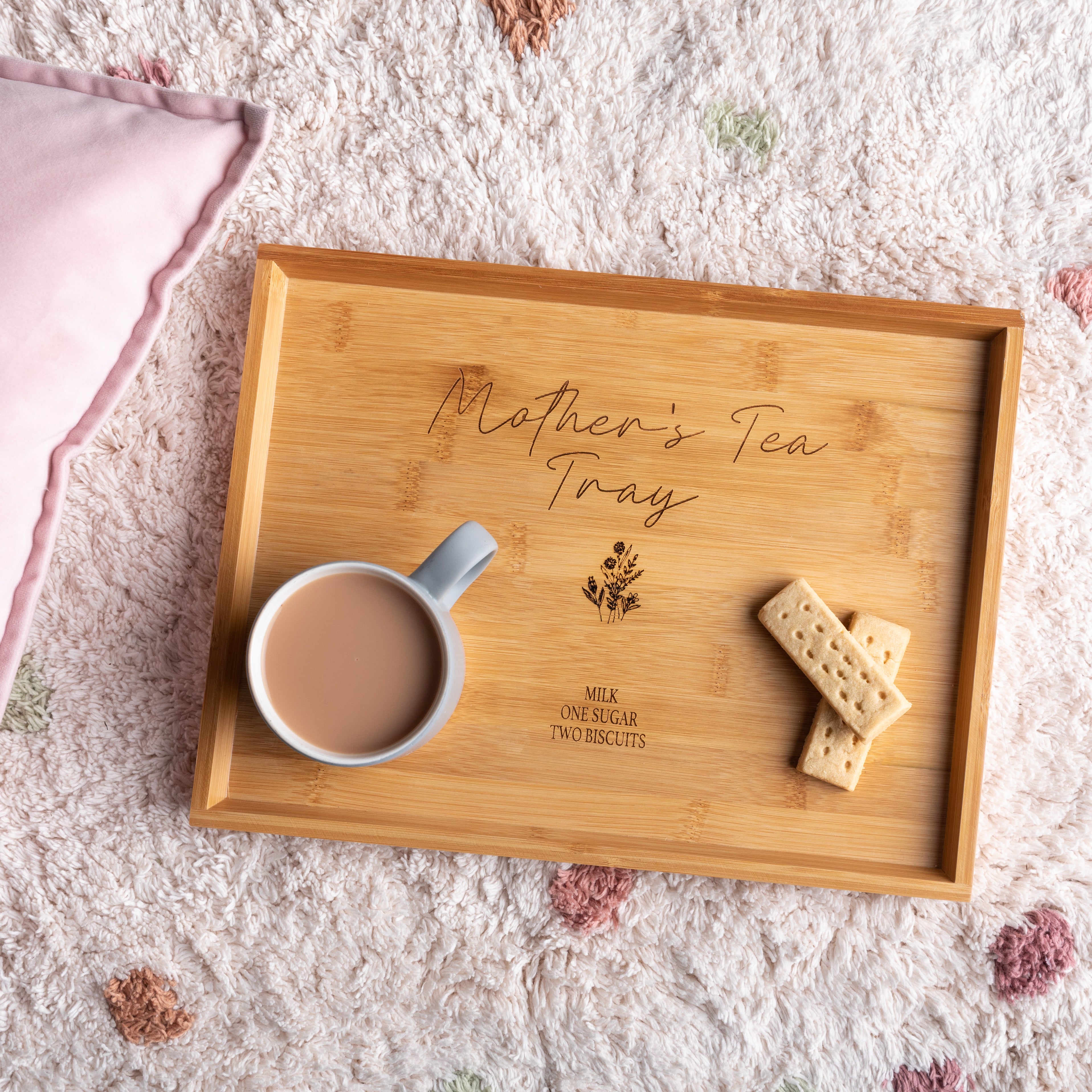 Personalised Engraved Mother's Bamboo Tea Break Tray