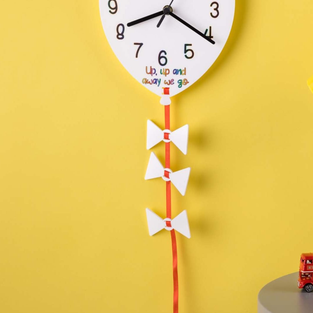 Children's Personalised Rainbow Balloon And Bows Clock