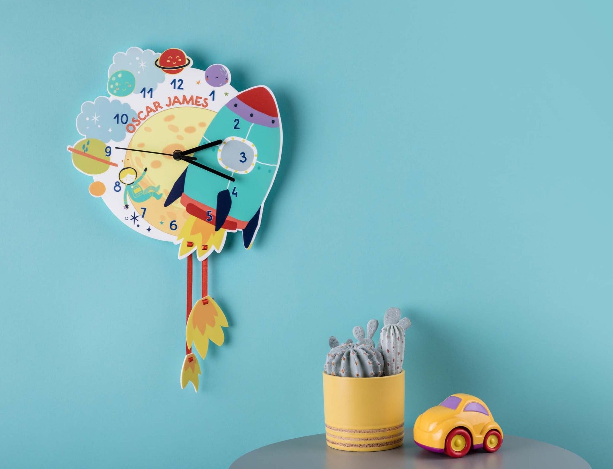 Launching Space Rocket Wall Clock With Child's Name