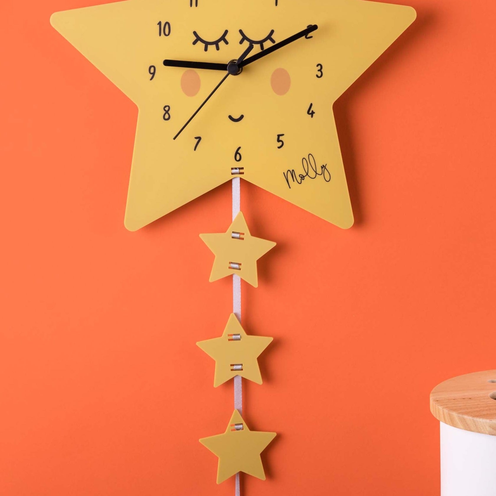 Children's Sleepy Star Matt Bedroom Clock With Name