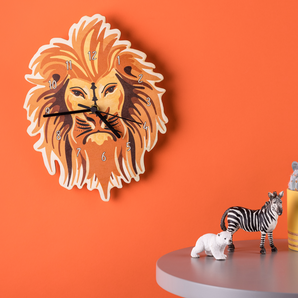 Lion Wooden Bedroom Wall Clock