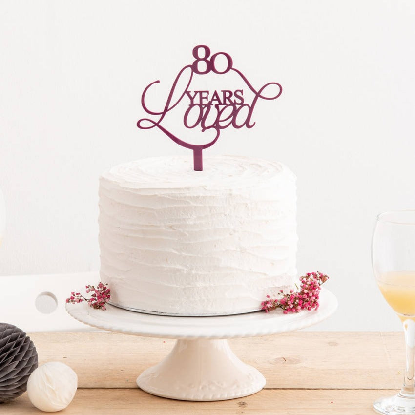 80 Years Loved Birthday Cake Topper