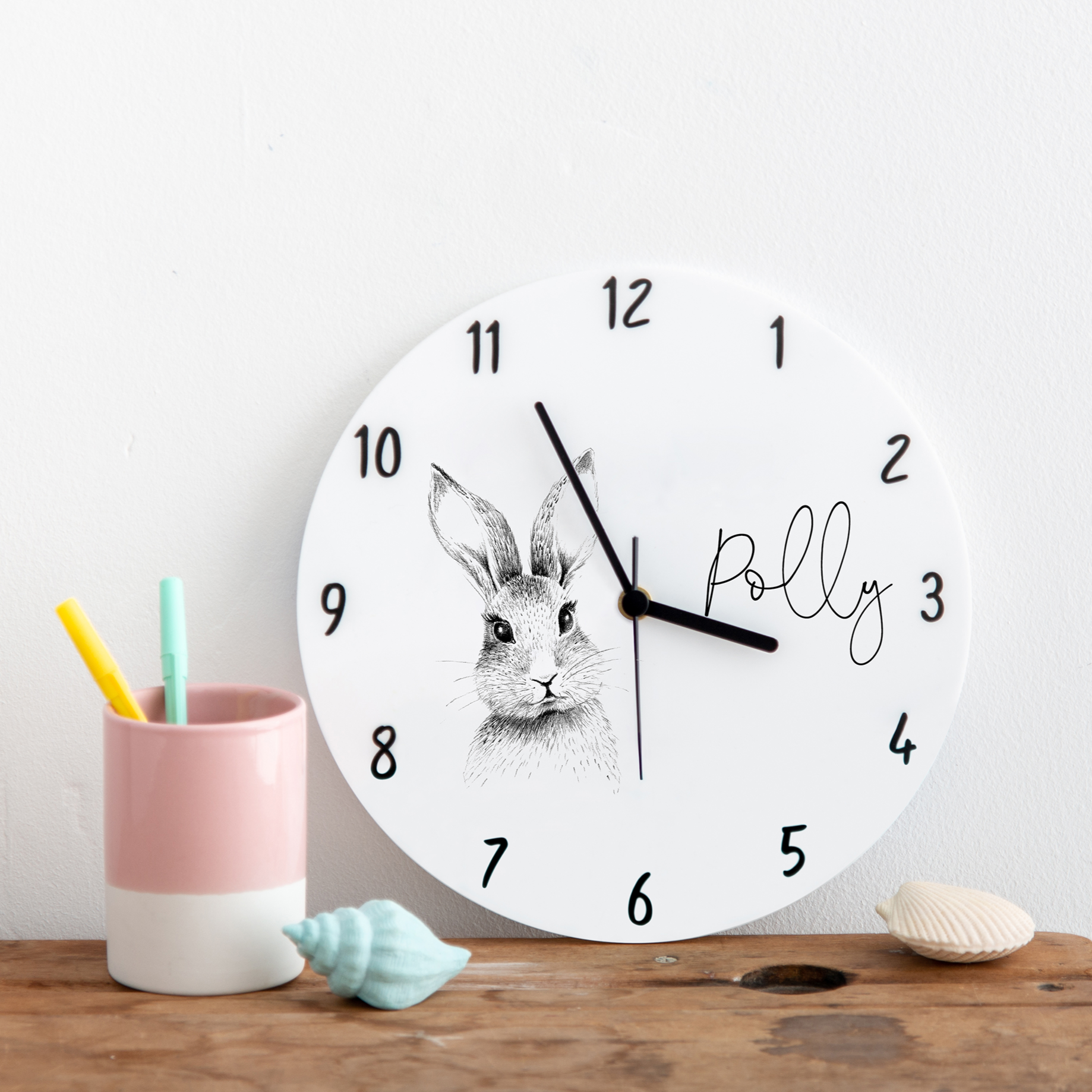 Bunny Rabbit Personalised Bedroom Clock Gift