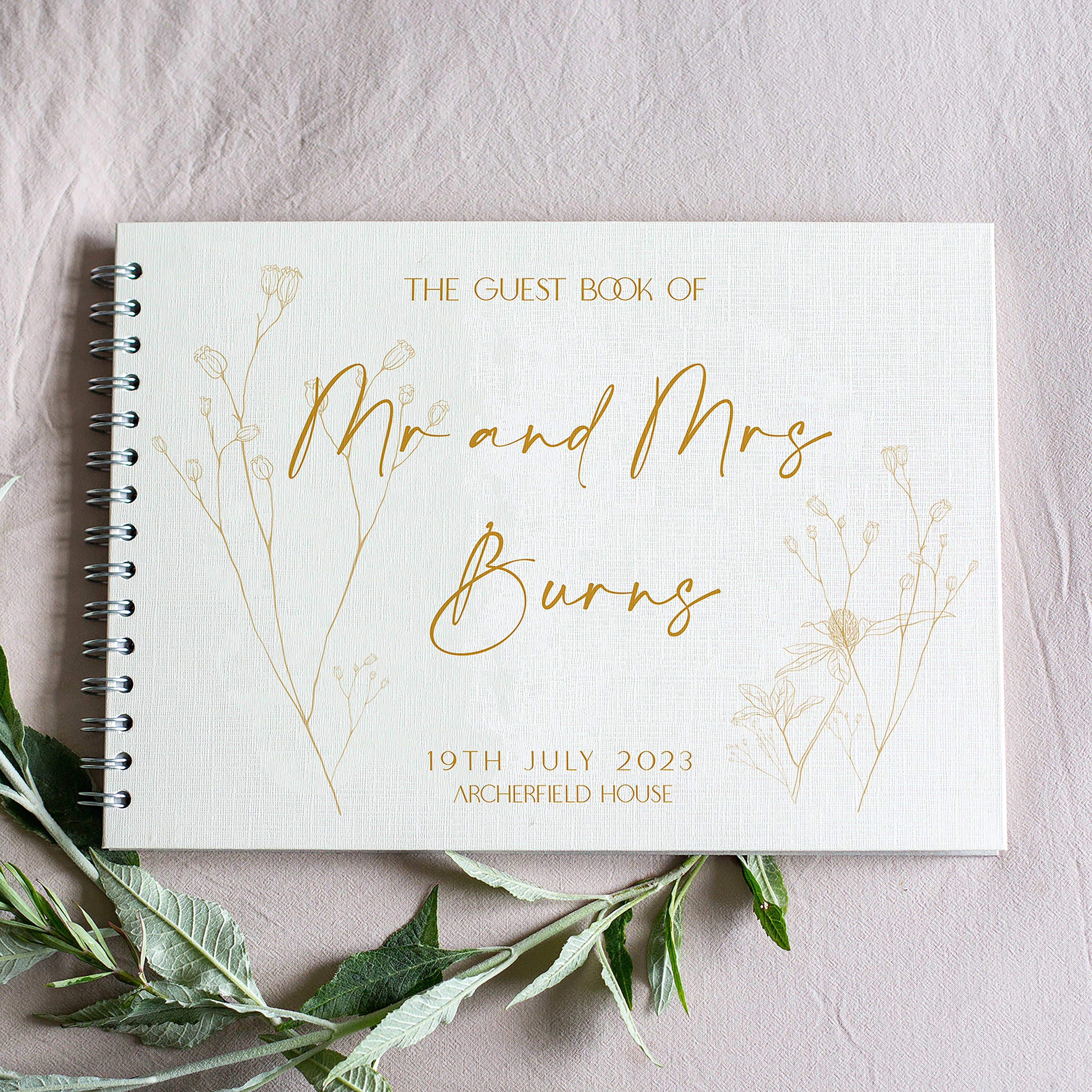 Personalised Delicate Floral Wedding Guest Book