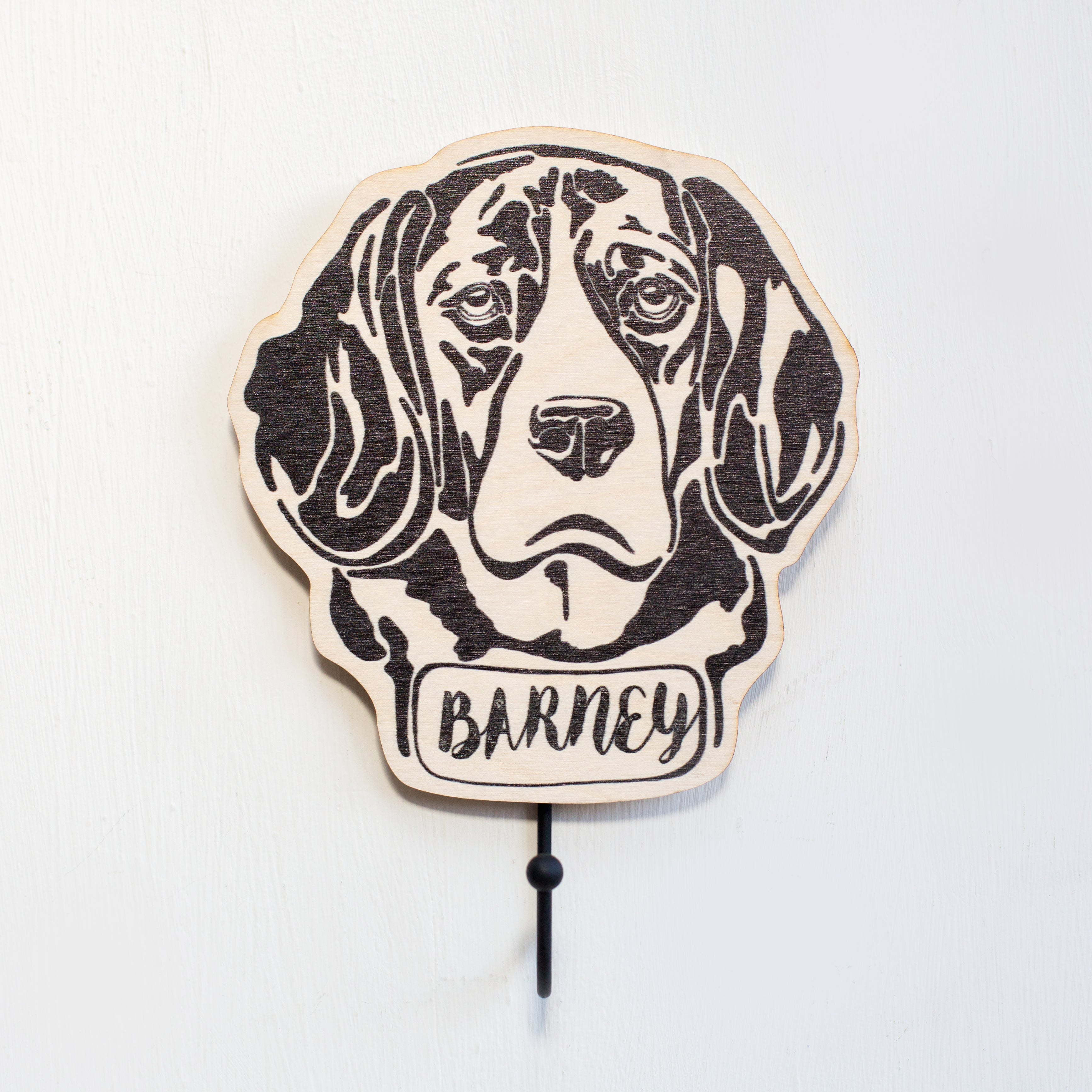 Personalised Wooden Beagle Dog Lead Wall Hook