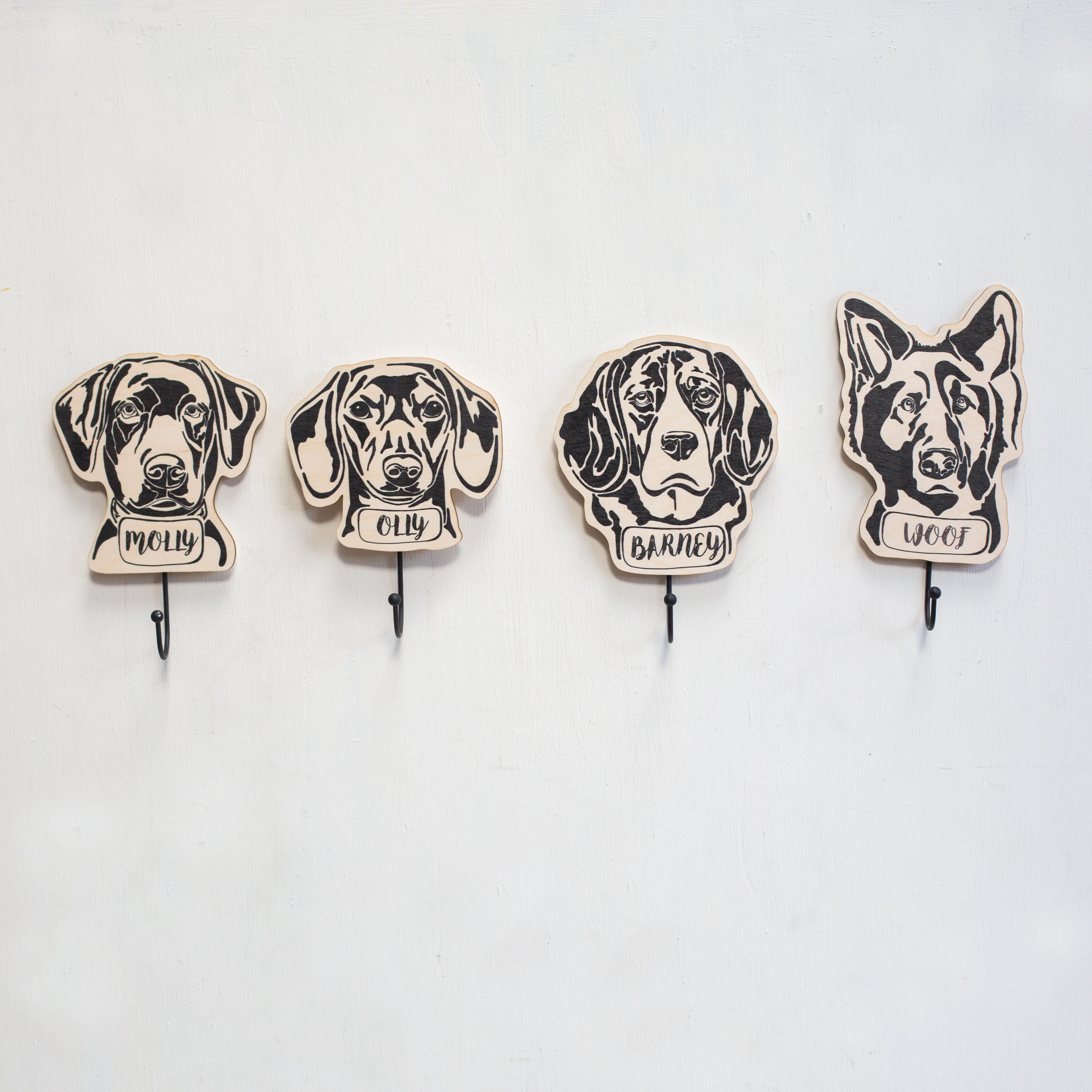 Personalised Wooden Dachshund Dog Lead Wall Hook