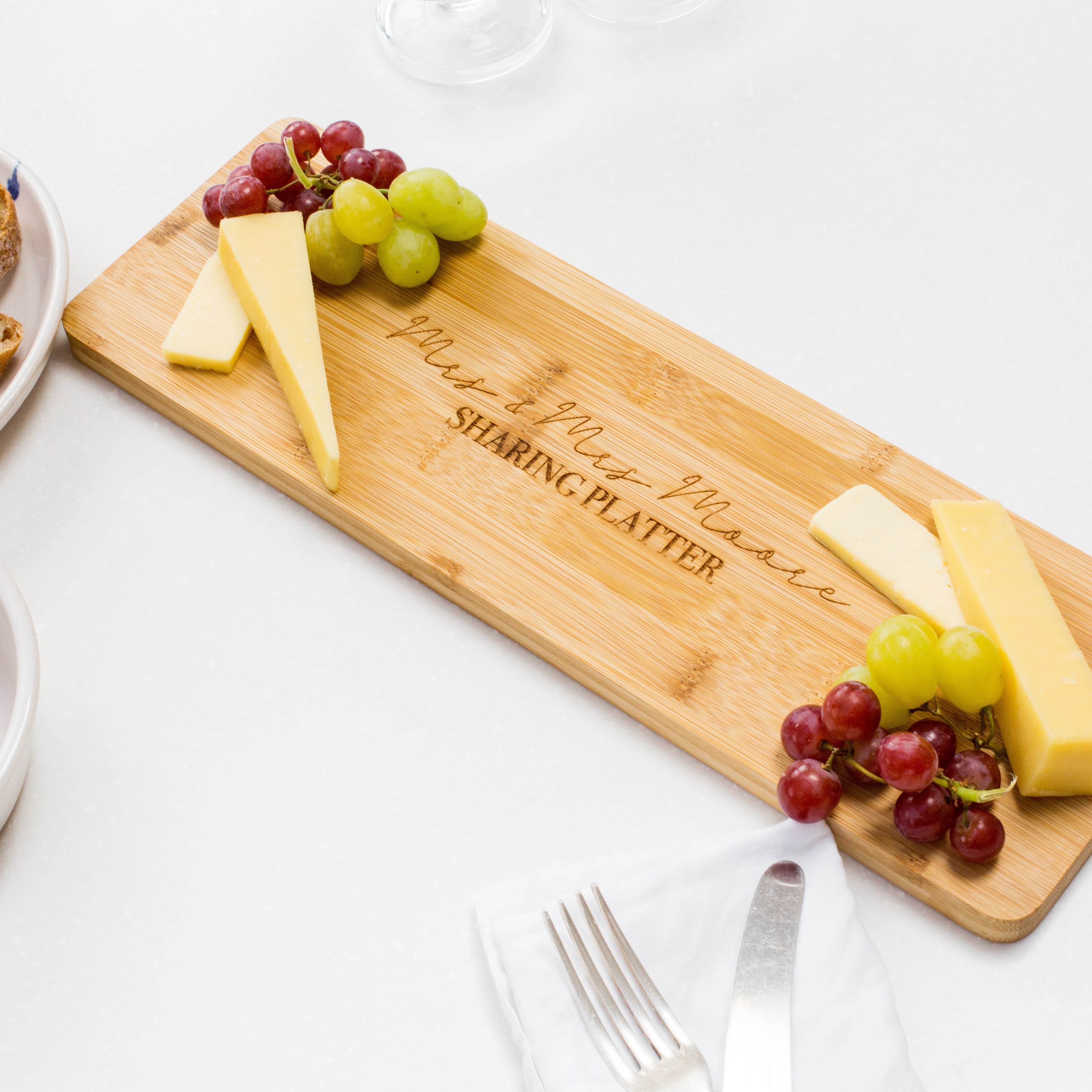 Personalised Couple's Sharing Platter Bamboo Board