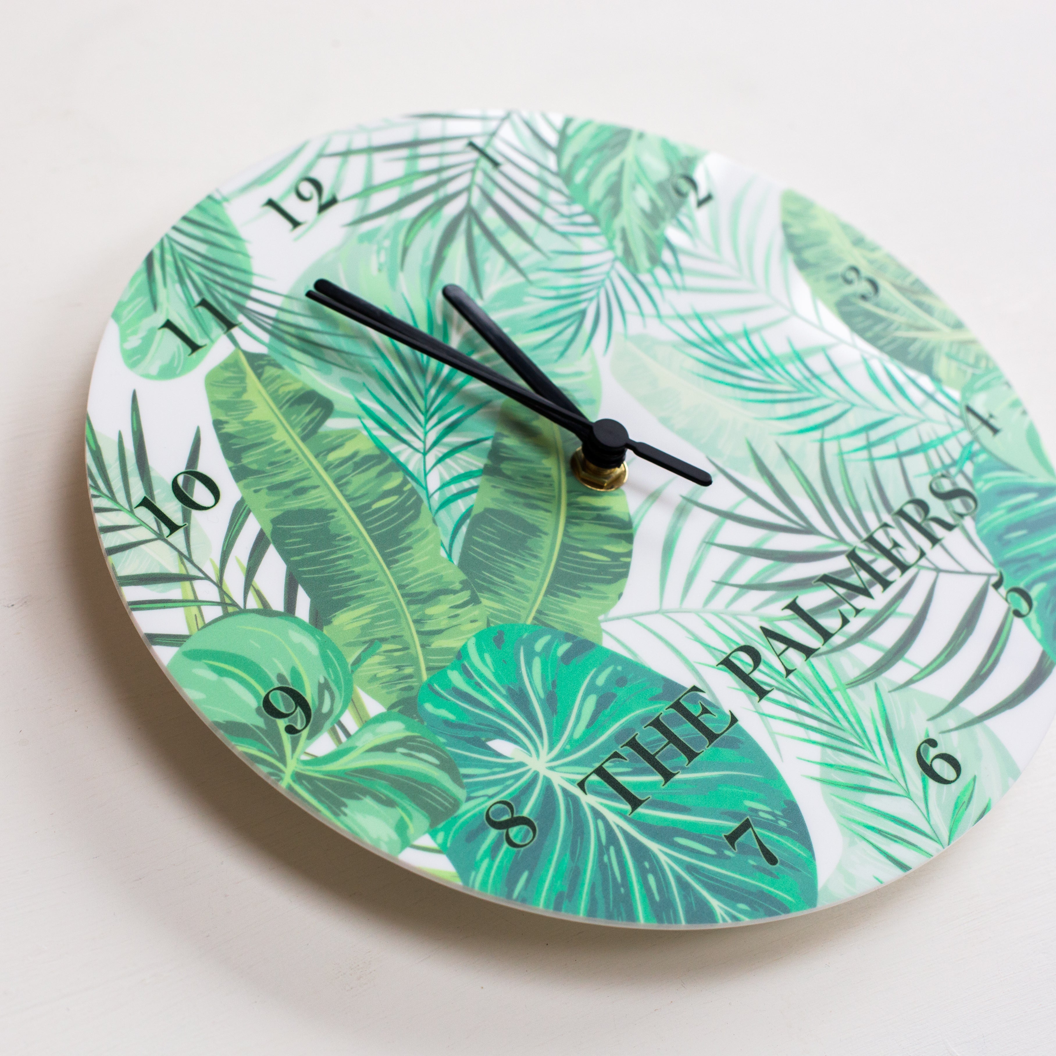 Tropical Leaf Personalised Wall Clock