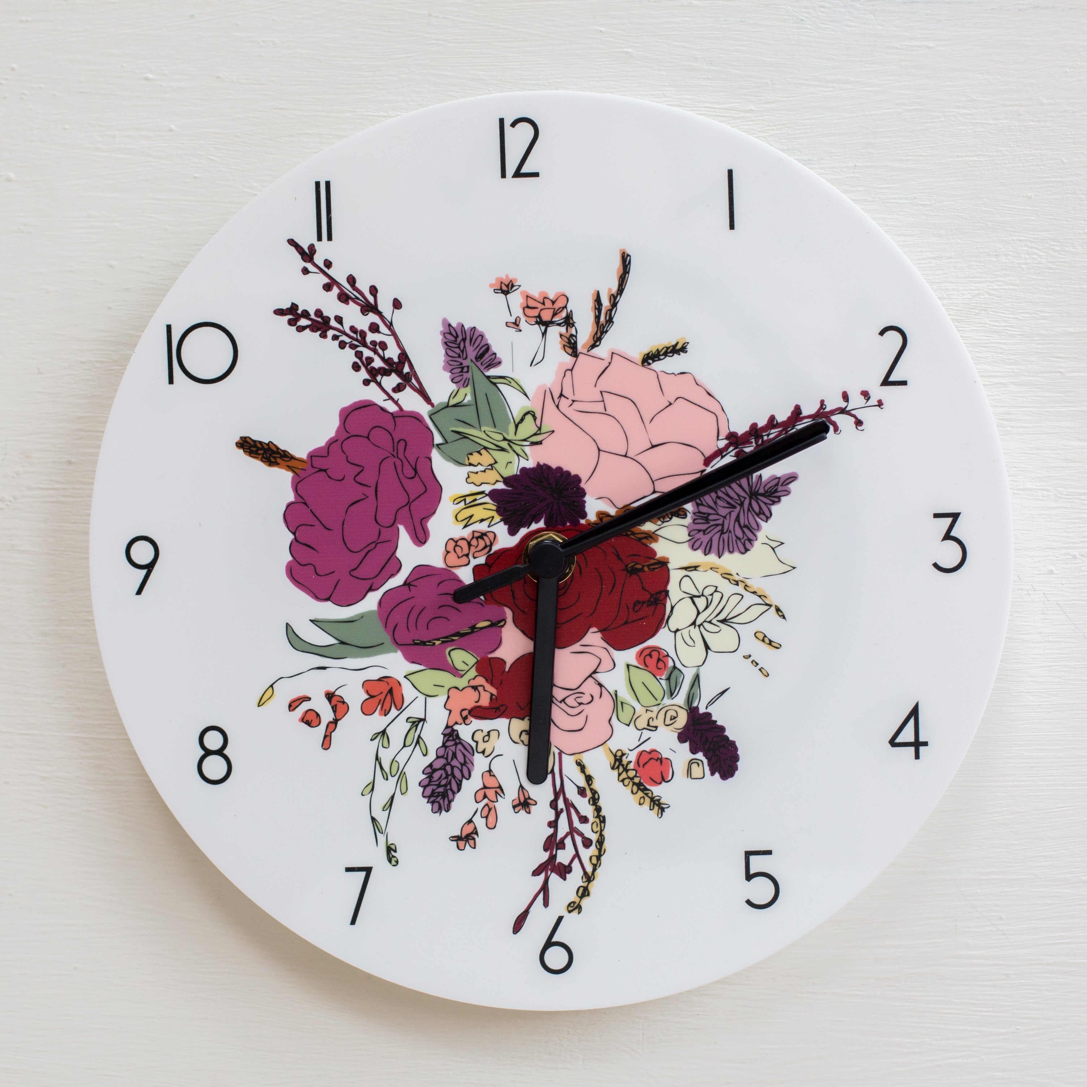 Floral Bouquet Acrylic Wall Clock
