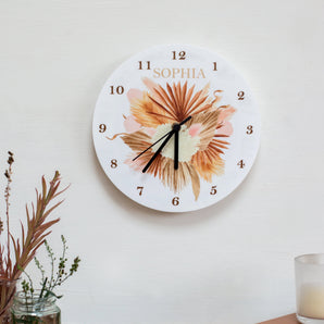 Dried Foliage And Pampas Personalised Wall Clock