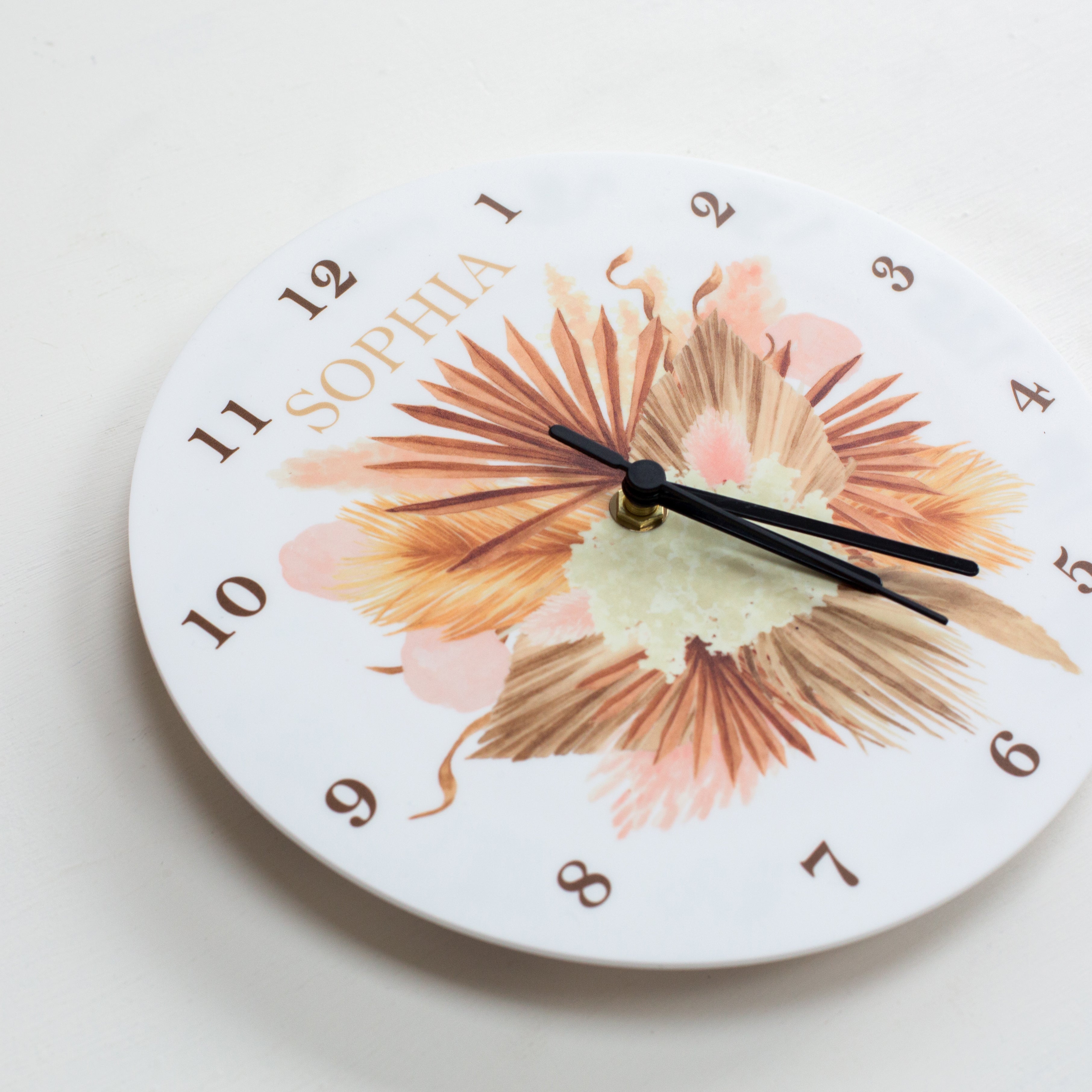 Dried Foliage And Pampas Personalised Wall Clock