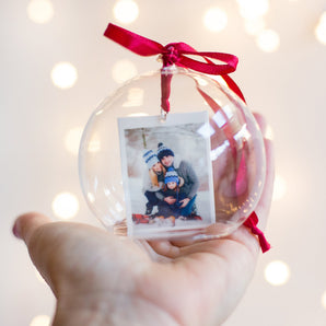 Personalised Photo And Message Glass Christmas Bauble