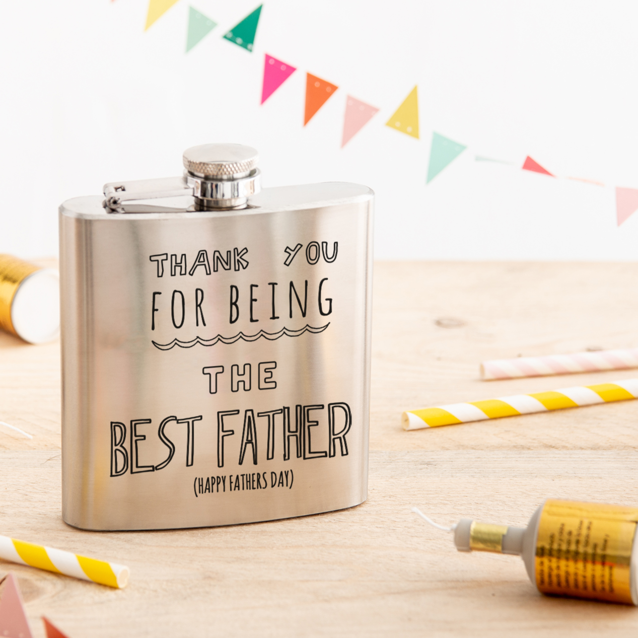 Personalised Best Father's Day Silver Hip Flask Gift