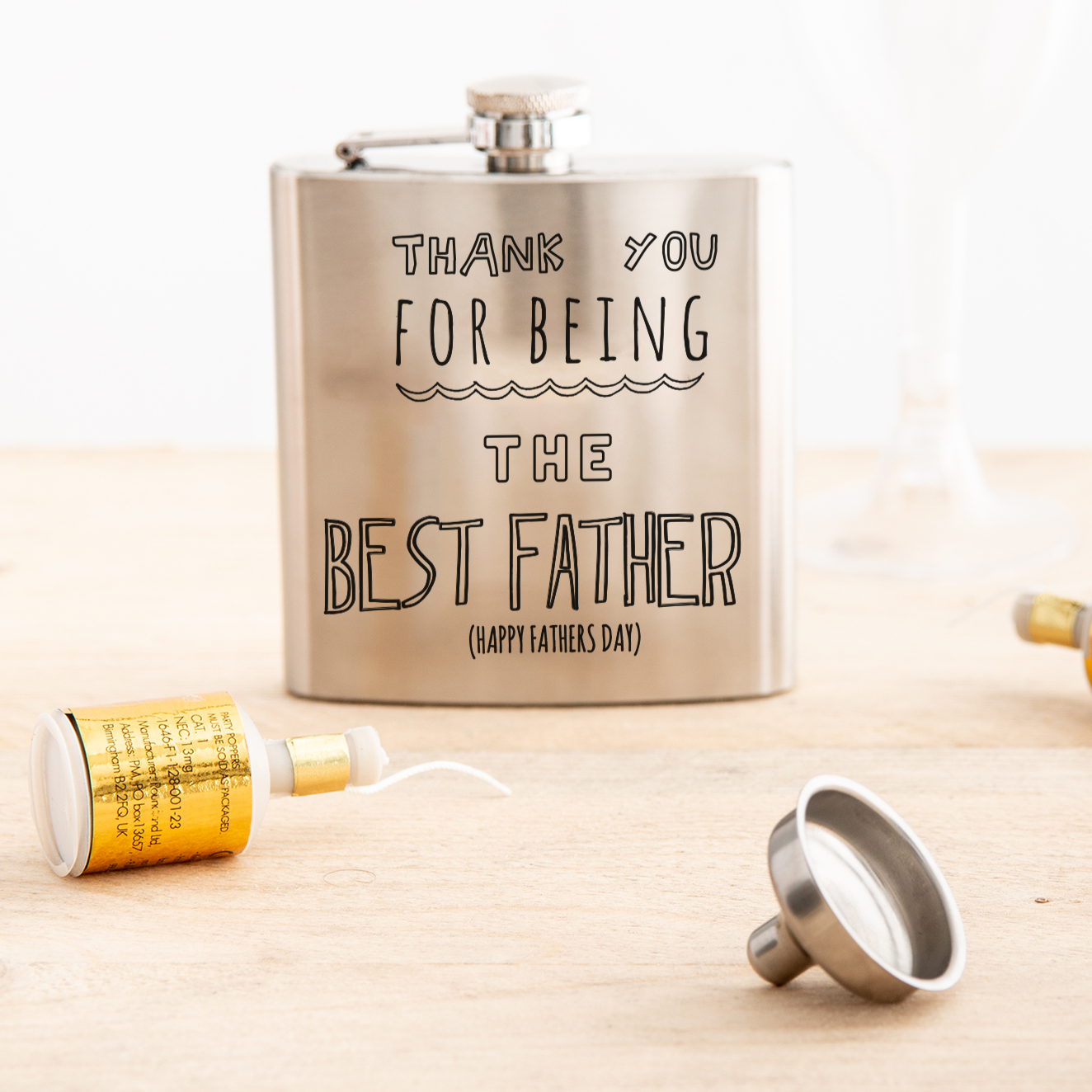 Personalised Best Father's Day Silver Hip Flask Gift