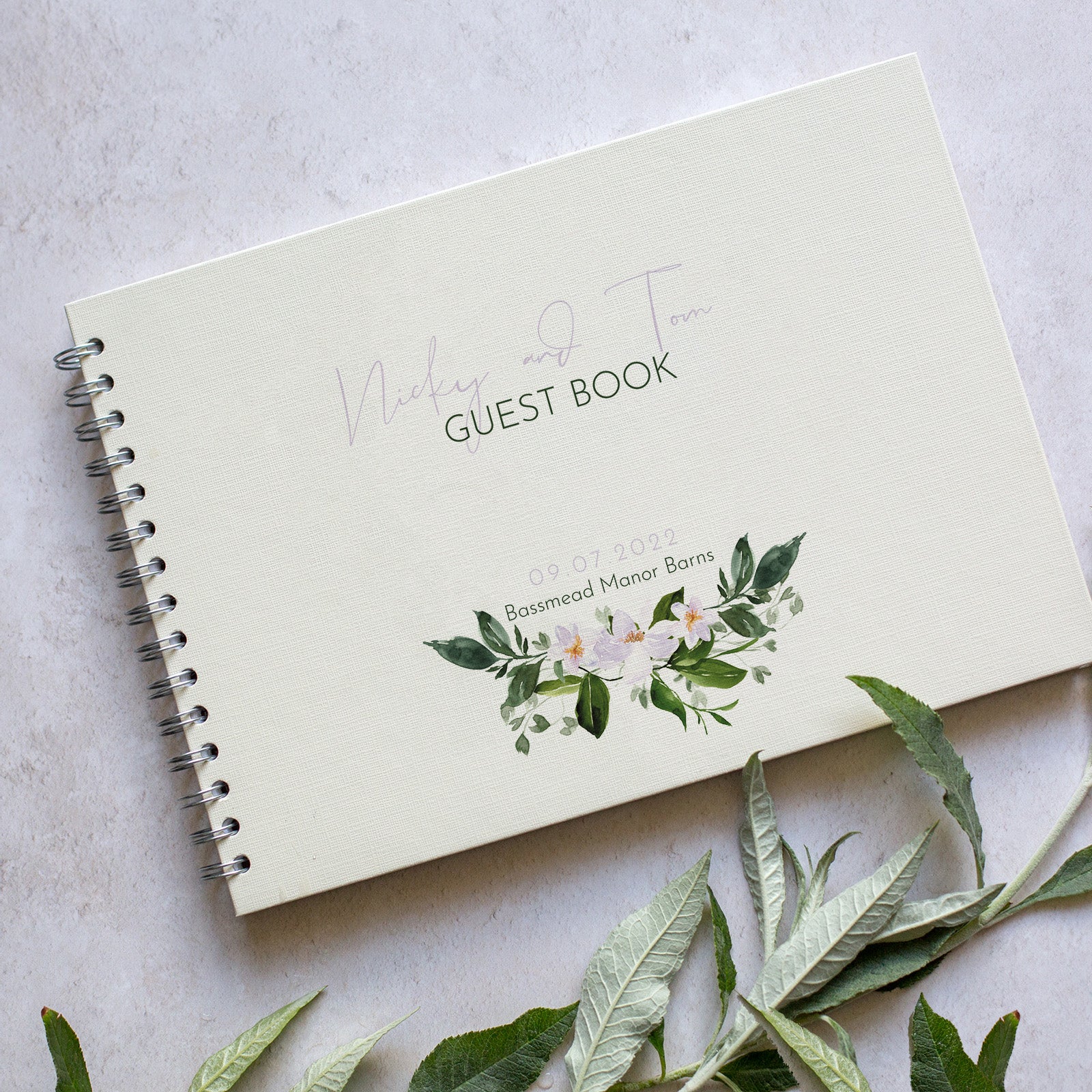 Personalised Lilac Floral Wedding Guest Book