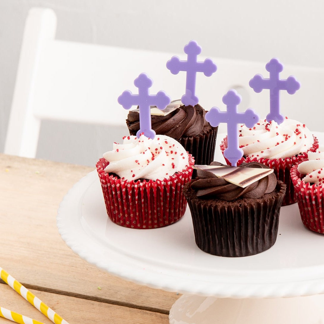 Christening Cross Cupcake Toppers Set Of 10 Decorations