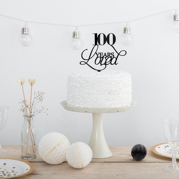 100 Years Loved Birthday Celebrations Cake Topper