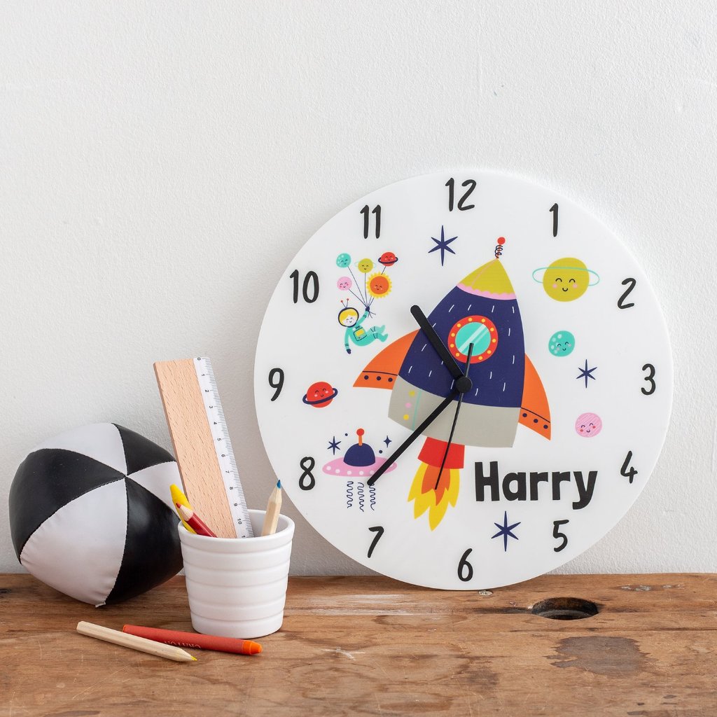 Boy's Space Themed Personalised Clock