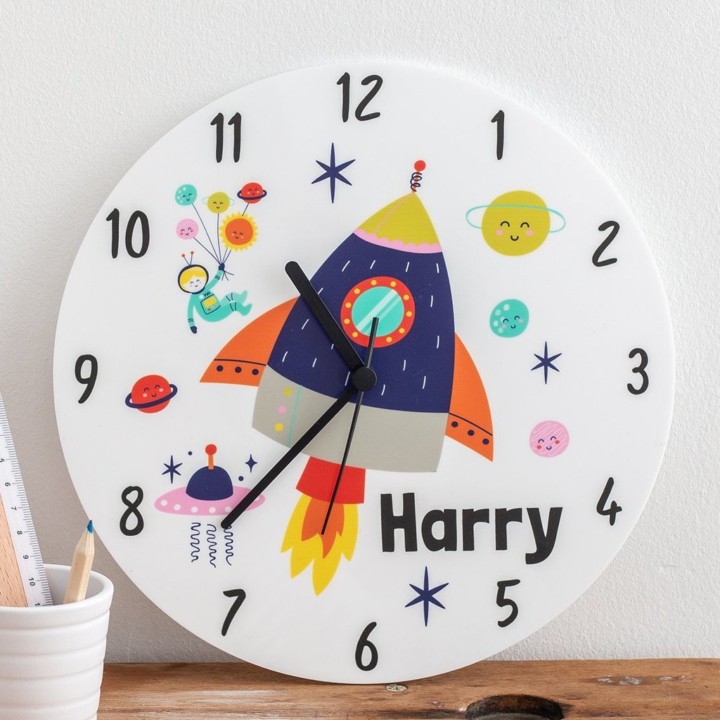 Boy's Space Themed Personalised Clock