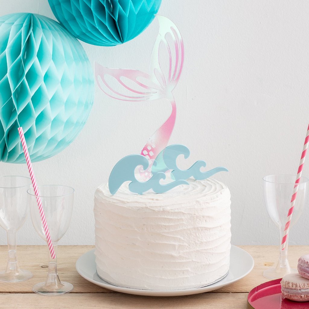 Mermaid Fishtail And Waves Party Cake Topper