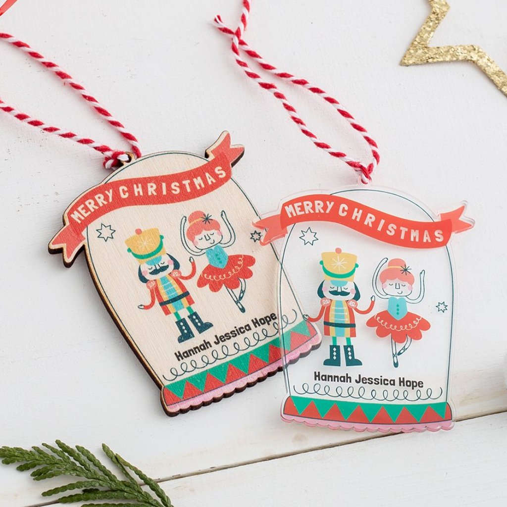 Personalised Christmas Nutcracker And Ballerina Bauble - Funky Laser