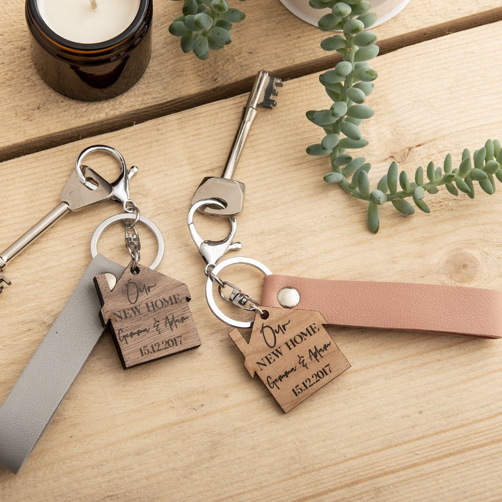 Personalised His And Hers New Home Keyring Gift Set