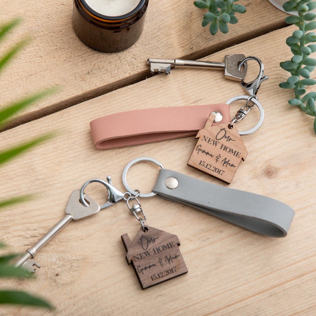 Personalised His And Hers New Home Keyring Gift Set