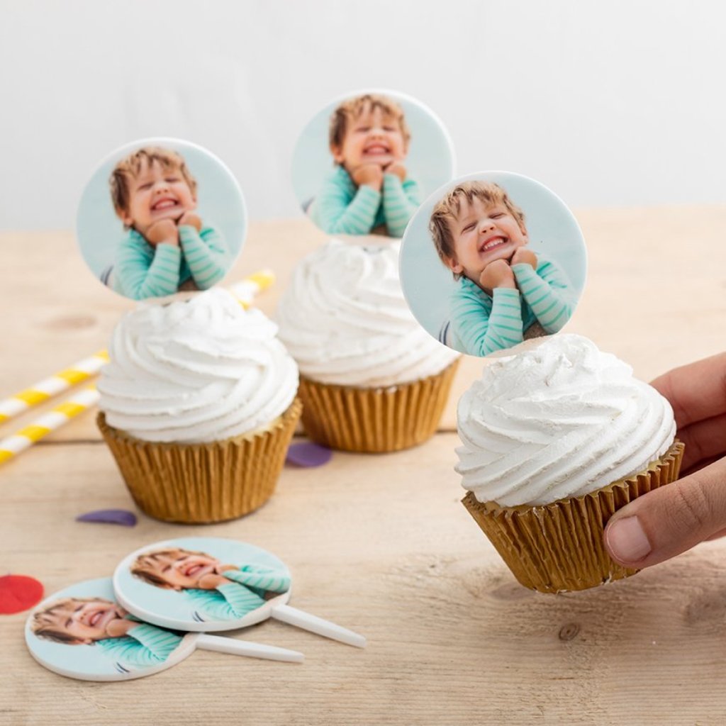 Personalised Picture Cupcake Cake Topper Set Of Five