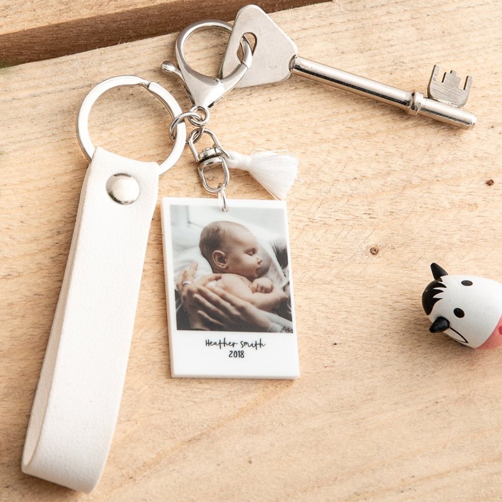Personalised New Baby Photograph Keyring - Funky Laser