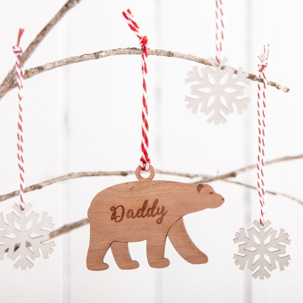 Personalised Wooden Polar Bear Tree Decoration