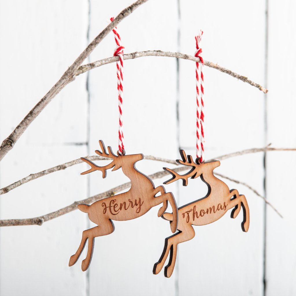 Personalised Wooden Reindeer Christmas Bauble