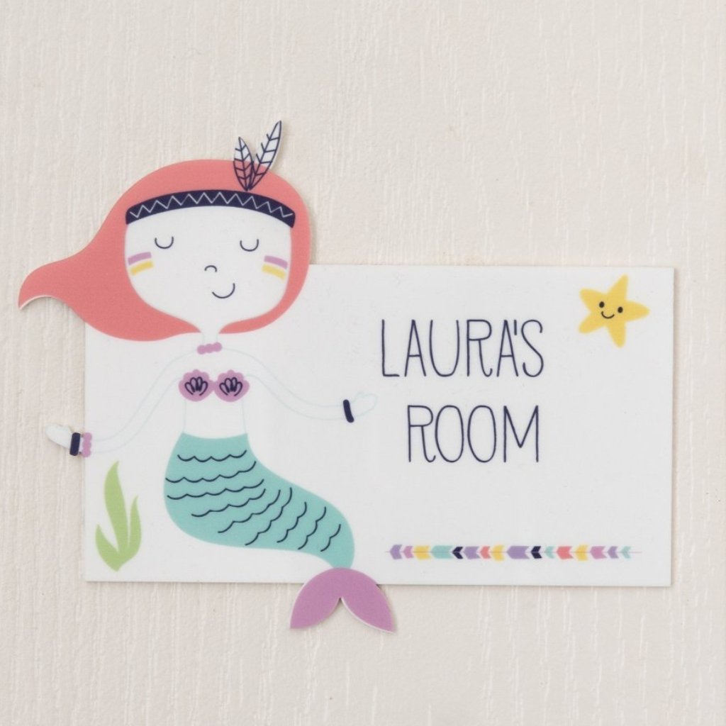 Personalised Mermaid Themed Bedroom Door Sign - Funky Laser