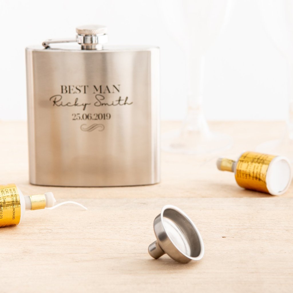 Personalised Stainless Steel Hip Flask Gift - Funky Laser