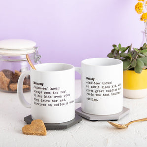 Mummy And Daddy Definition Mug Gift Set - Funky Laser