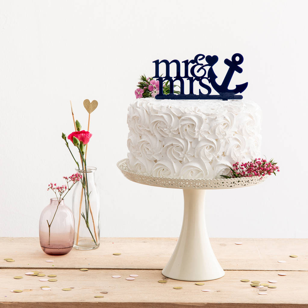 Mr And Mrs Sailor Anchor Wedding Cake Topper 