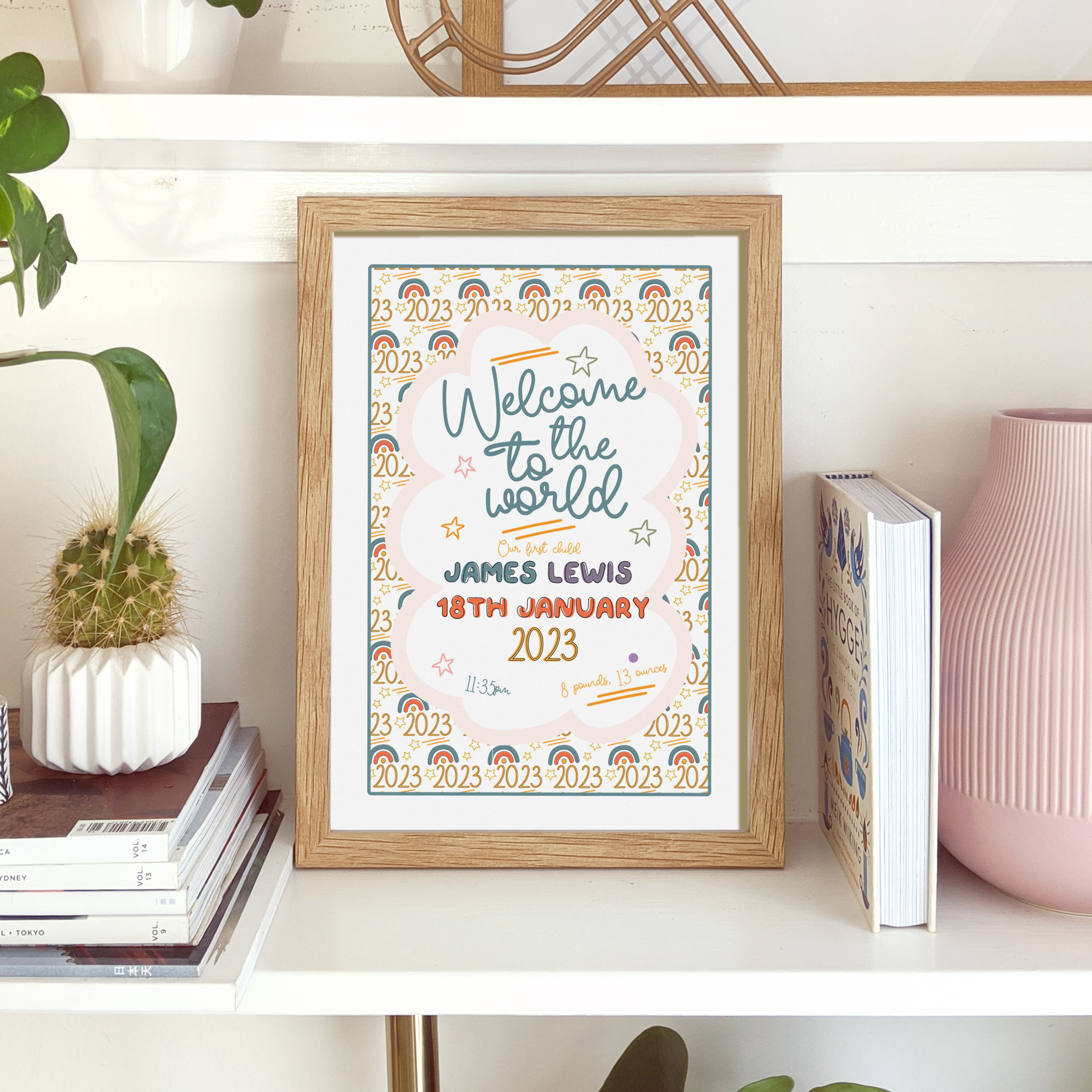 Welcome To The World Baby Birth Date Nursery Print