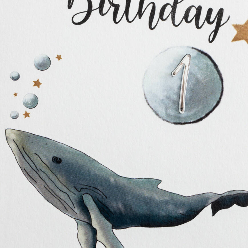 Personalised Whale Birthday Card With 3D Age