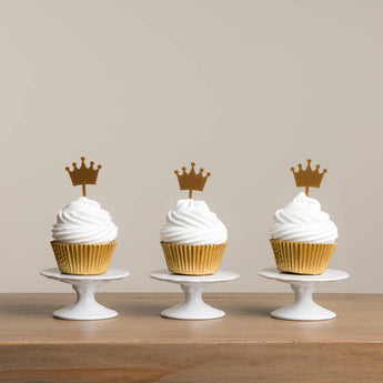 Set of Six Crown Cupcake Decorations